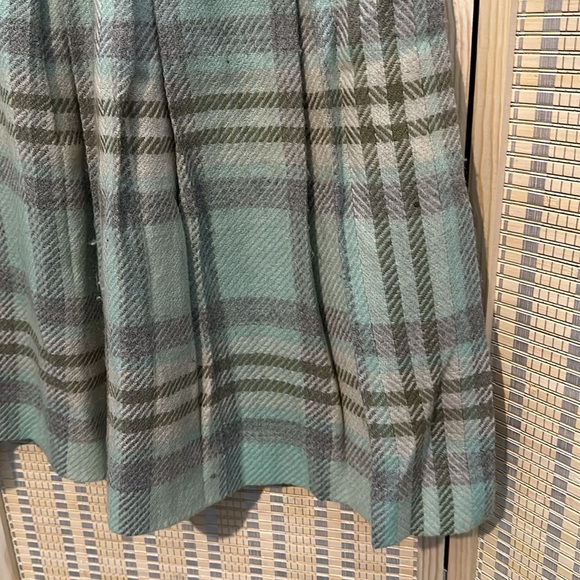 Vintage Garland 1970s? Blue Gray Plaid Box Pleated Wool Circle Skirt Small - Picture 5 of 16